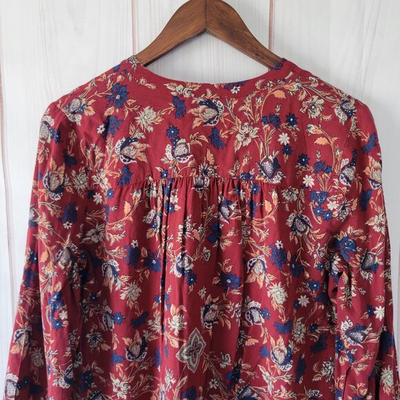 Buckle Lucky Brand Long Sleeve Button Down Women’s M Top, Red Floral, Boho - Picture 7 of 11